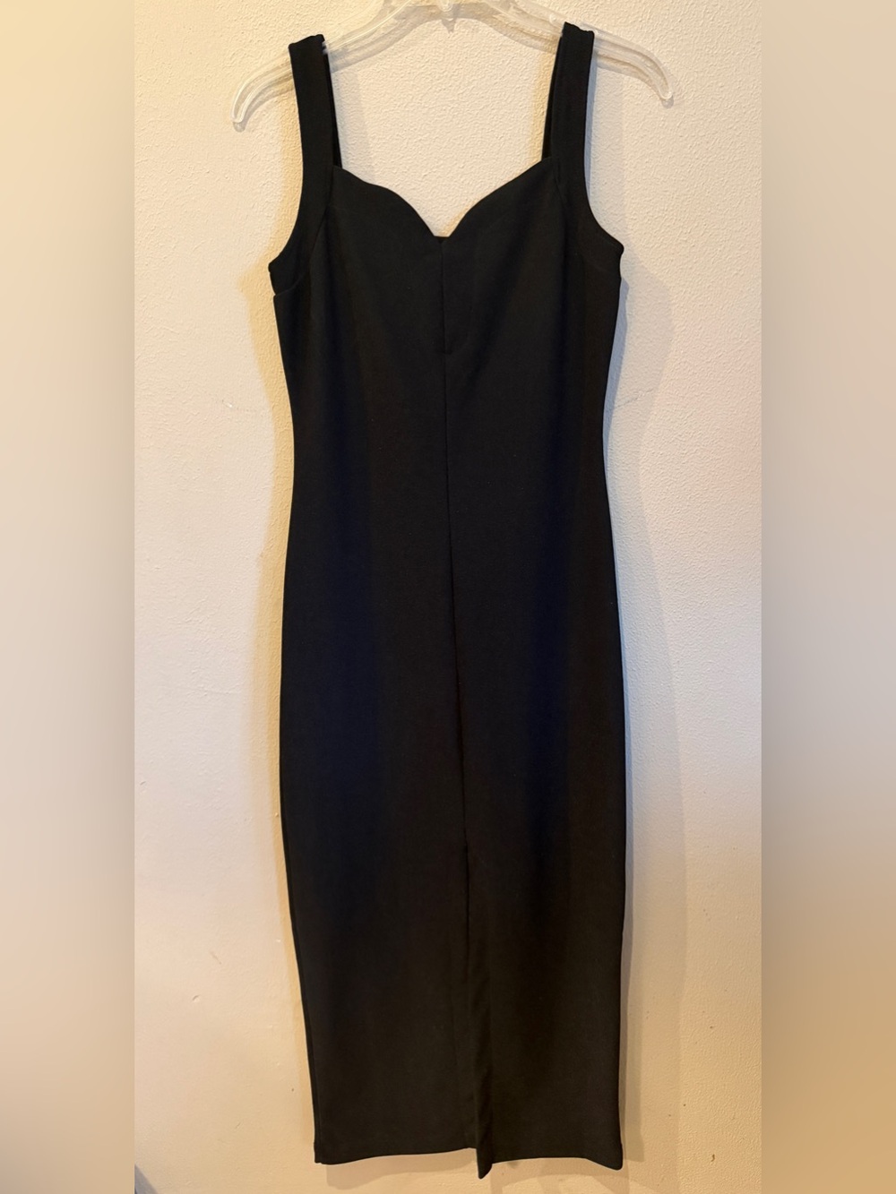 Sunset Plaza California Black Midi Dress Size Medium Side Slit Sleeveless